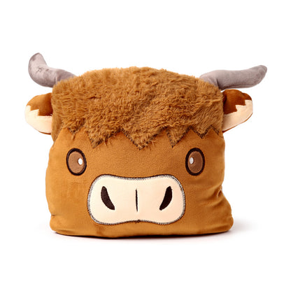 Highland Coo plush toy with blanket