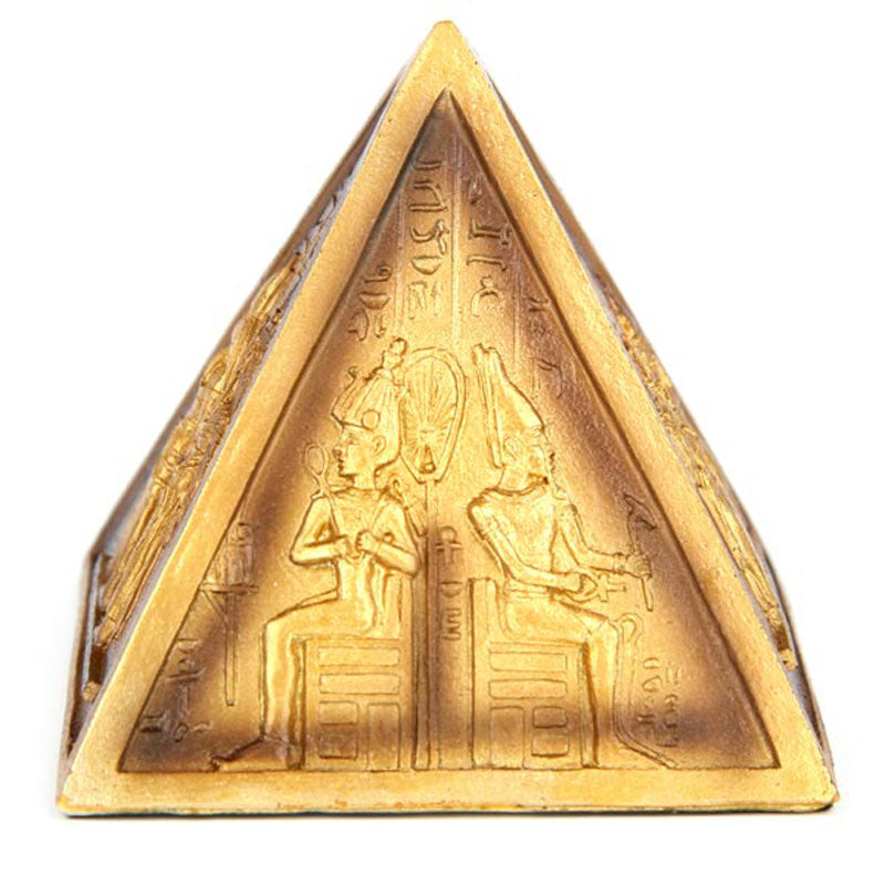 Elegant Gold Egyptian Pyramid Ornament on display
