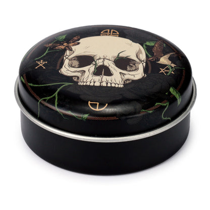 Unique Skulls and Roses Lip Balm in decorative tin