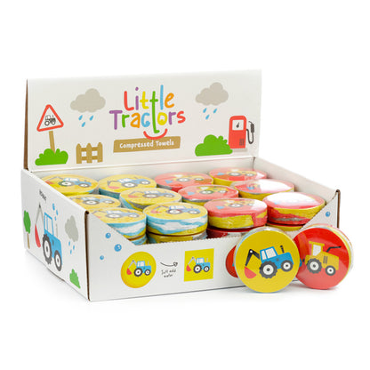 Little Tractors Compressed Travel Towel design