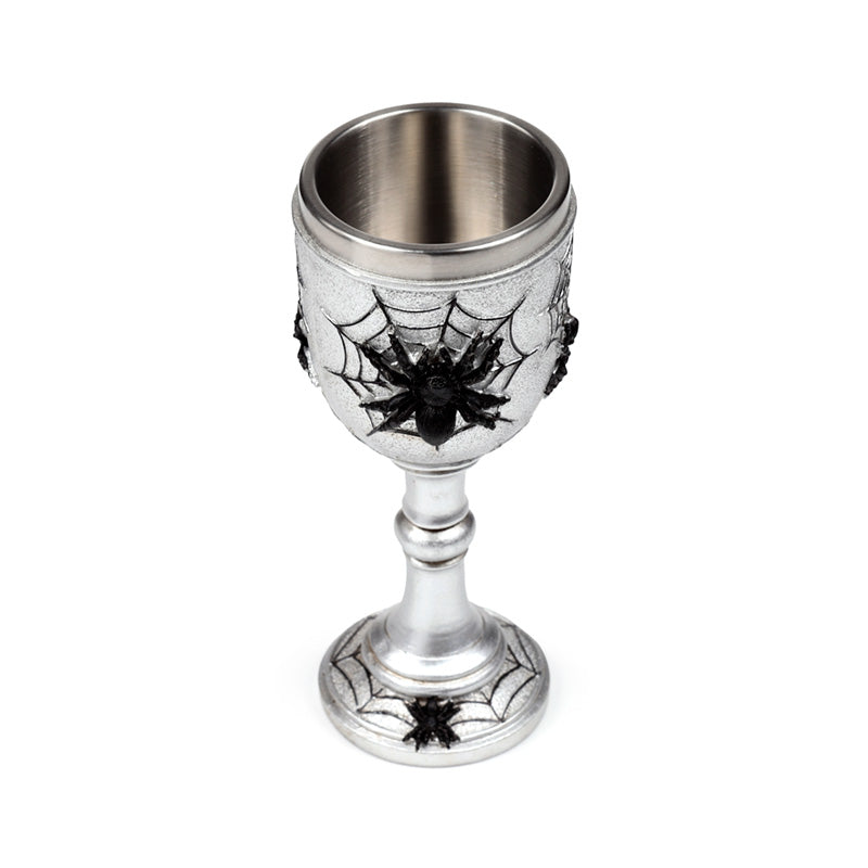 Close-up of spider web decorative goblet