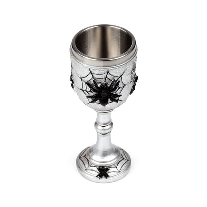 Close-up of spider web decorative goblet