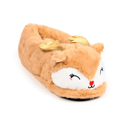 Festive Reindeer Design Plush Slippers