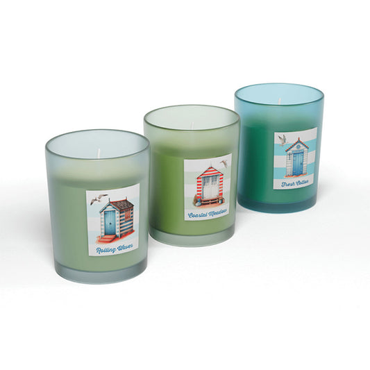 Coastal Scented Votive Candle in elegant glass holder