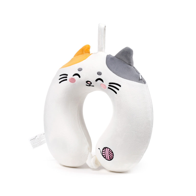 Relaxeazzz Plush Memory Foam Travel Pillow in use