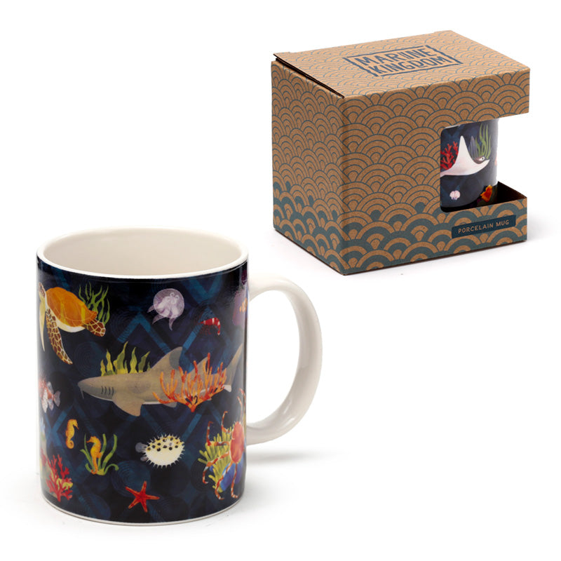 Marine Kingdom Porcelain Mug with ocean-themed decor