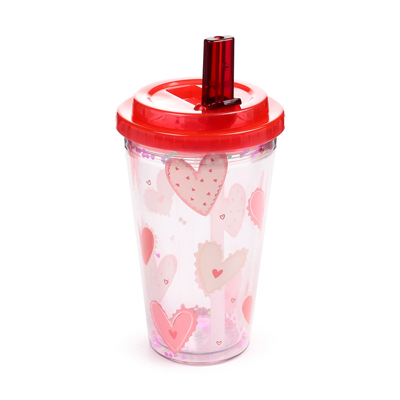 Amore Hearts Shatterproof Double Walled Cup with Lid