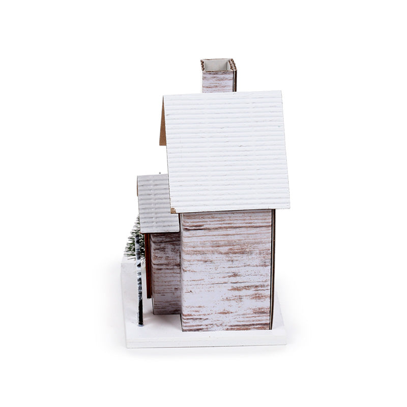 LED Silver Birch Christmas House in festive setting