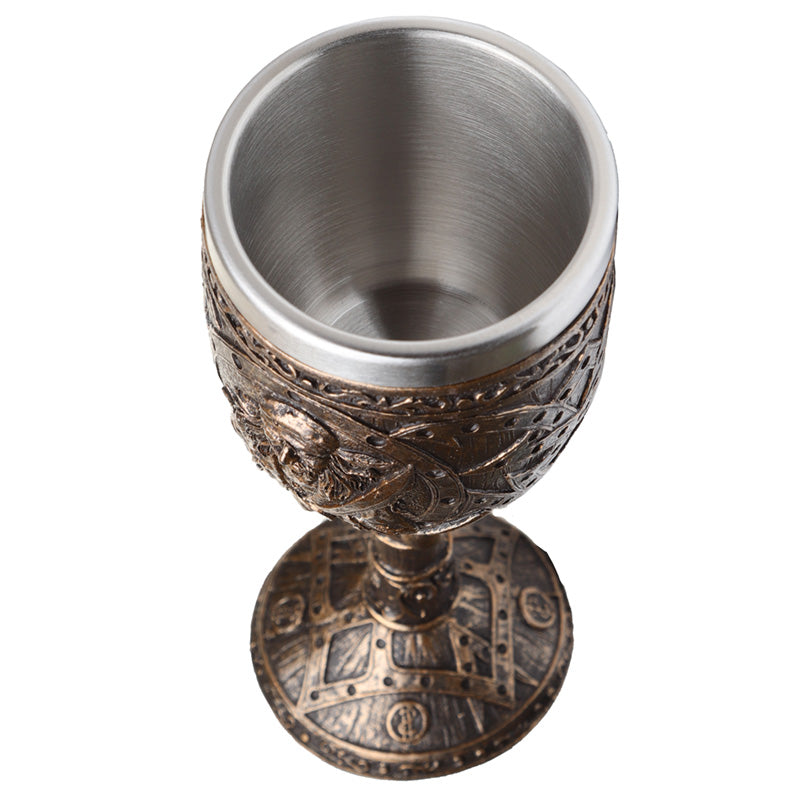 Close-up of Brushed Gold Wood Effect Pirate Goblet
