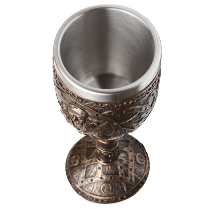 Close-up of Brushed Gold Wood Effect Pirate Goblet