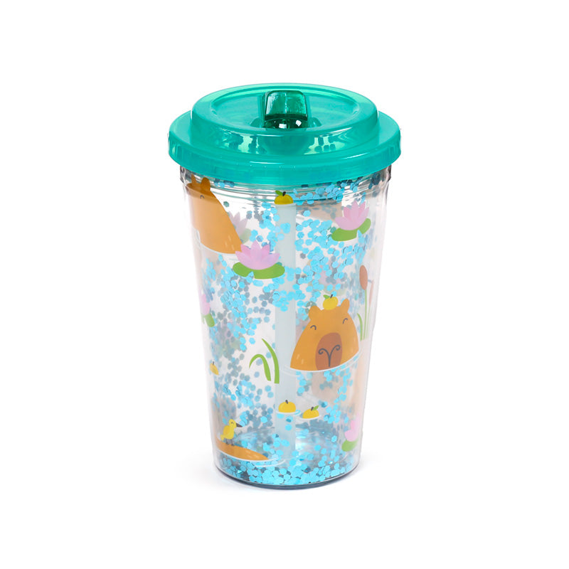 Eco-friendly capybara cup with lid and straw