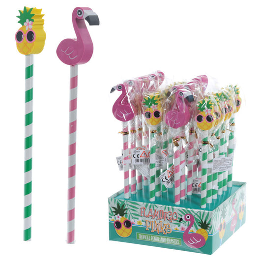 Tropical Design Pencil and Eraser Set with vibrant motifs