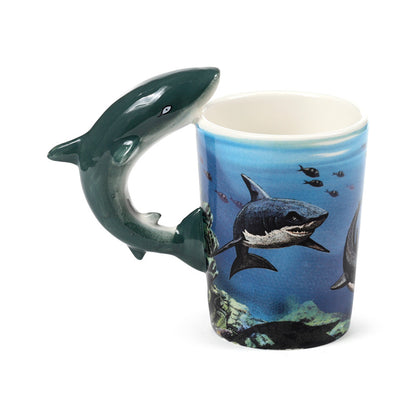 Lisa Parker Shark Shaped Handle Ceramic Mug - Displayed with Decor