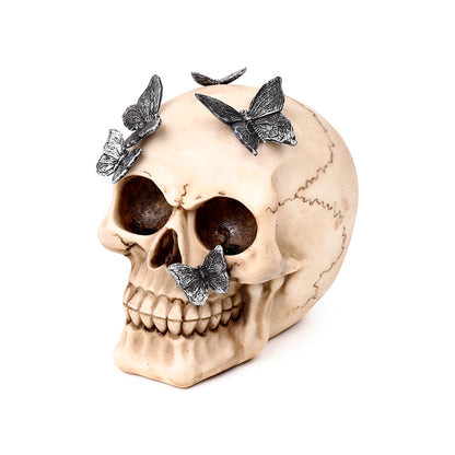 Skull decorative ornament displayed on a shelf
