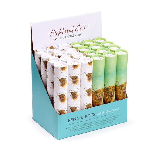Large Colouring Pencil Tube featuring Highland Coo artwork