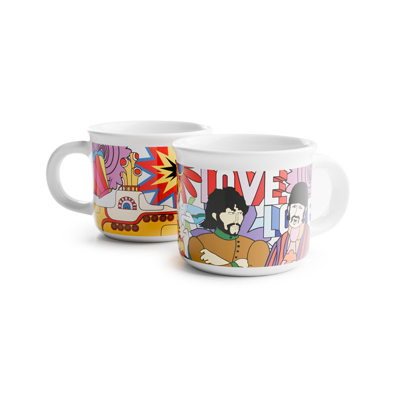 Set of 2 Porcelain Espresso Cups - The Beatles Yellow Submarine