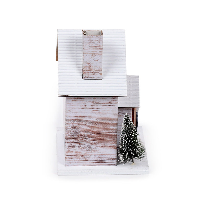 LED Silver Birch Christmas House with snowy design