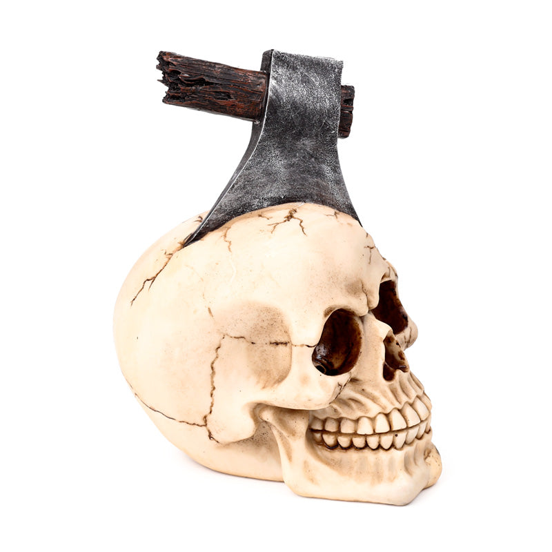 Gothic Decor Skull with Axe Display Piece