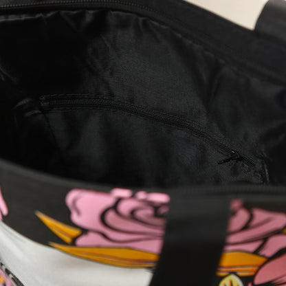 Skulls and Roses Tote Shopping Bag in use