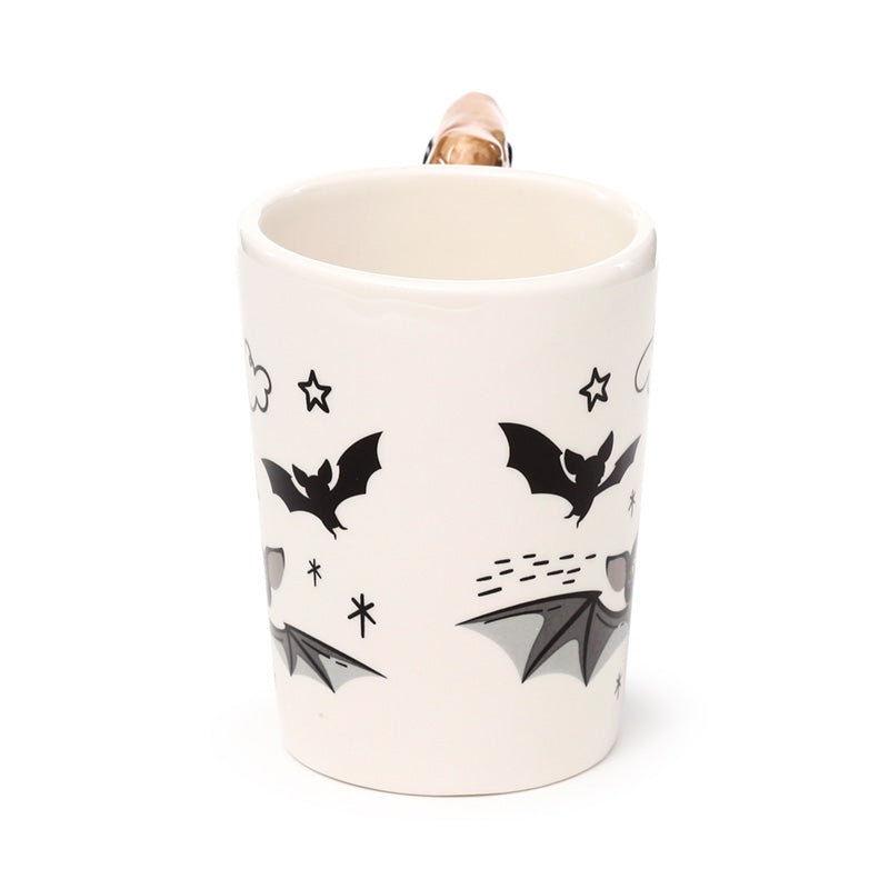 Bat Shaped Handle Ceramic Mug - Decorative Accent