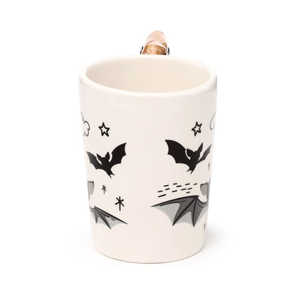 Bat Shaped Handle Ceramic Mug - Decorative Accent