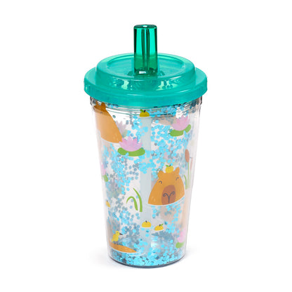 Shatterproof double walled cup with capybara design