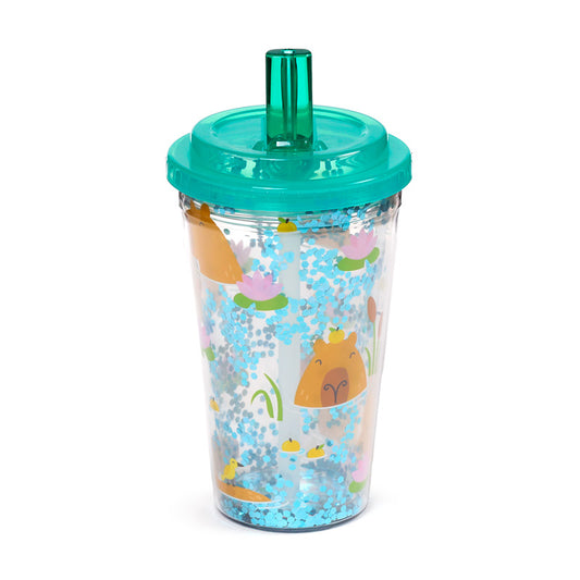 Shatterproof double walled cup with capybara design