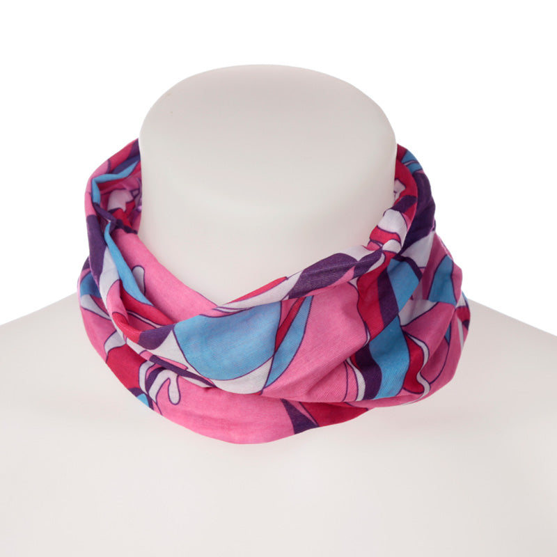 Pink patterned neck warmer tube scarf