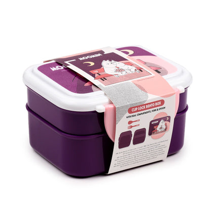 Moomin Bento Clip Lock Lunch Box with Cutlery - Side View