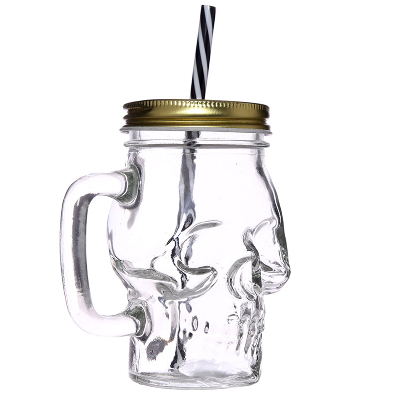 Gothic Skull Drinking Jar with Lid