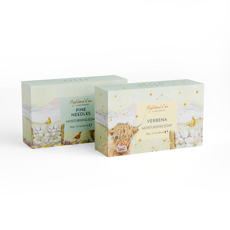 Handmade Soap Bar featuring Jan Pashley Highland Coo Cow design