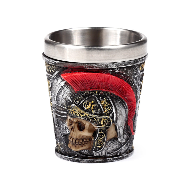 Decorative shot glass featuring a Roman soldier