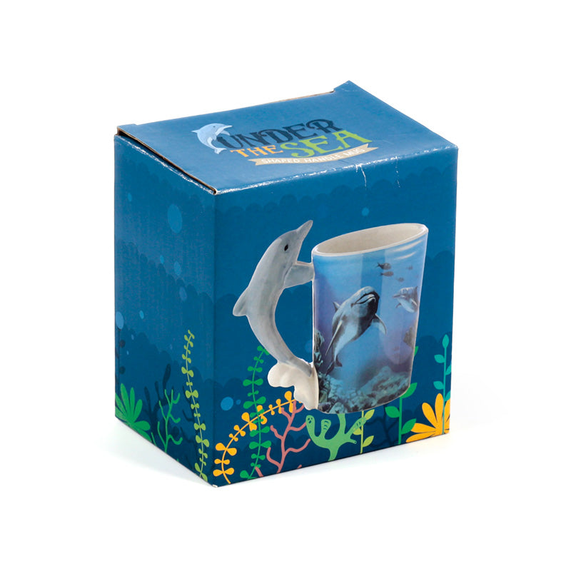 Dolphin ceramic mug with decorative elements