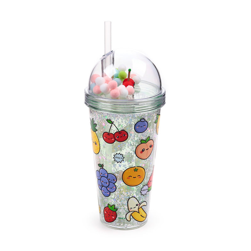 Reusable Double Walled Cup with Straw