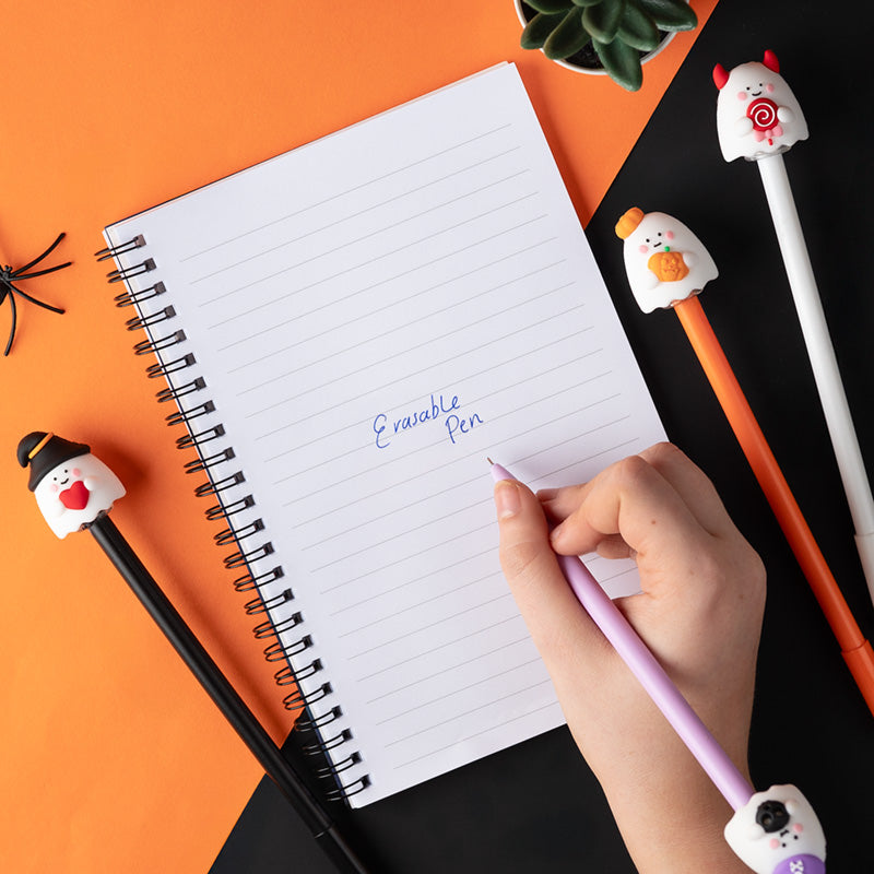 Spooky Erasable Pen with PVC Topper on a desk
