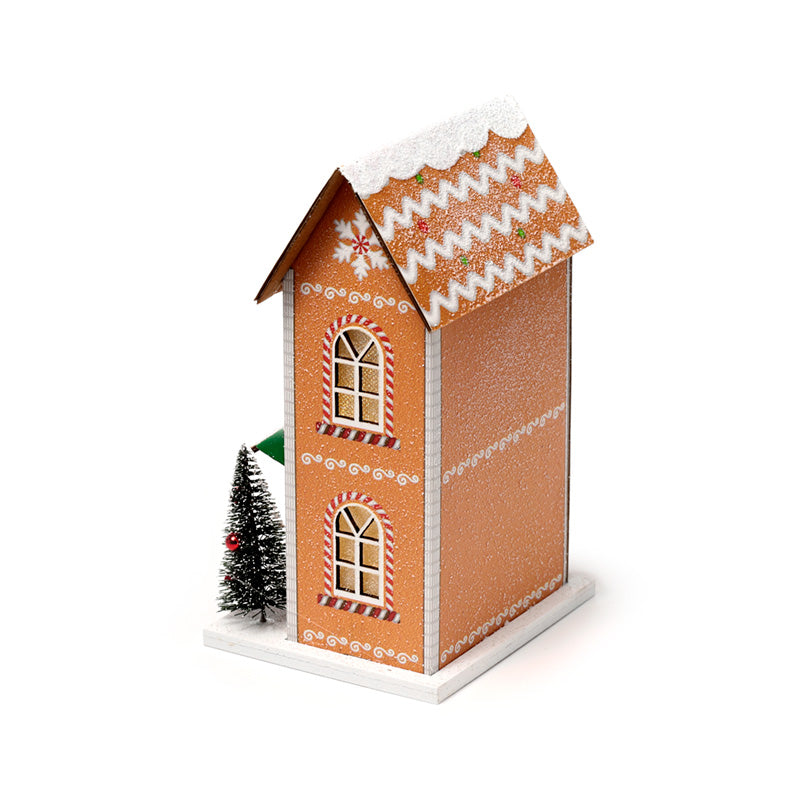 Intricate detailing of LED Gingerbread Toy Shoppe