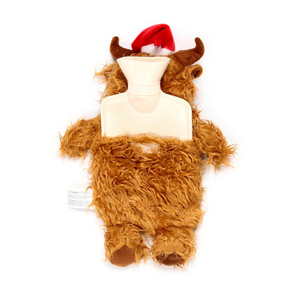 Christmas Highland Coo hot water bottle for winter warmth
