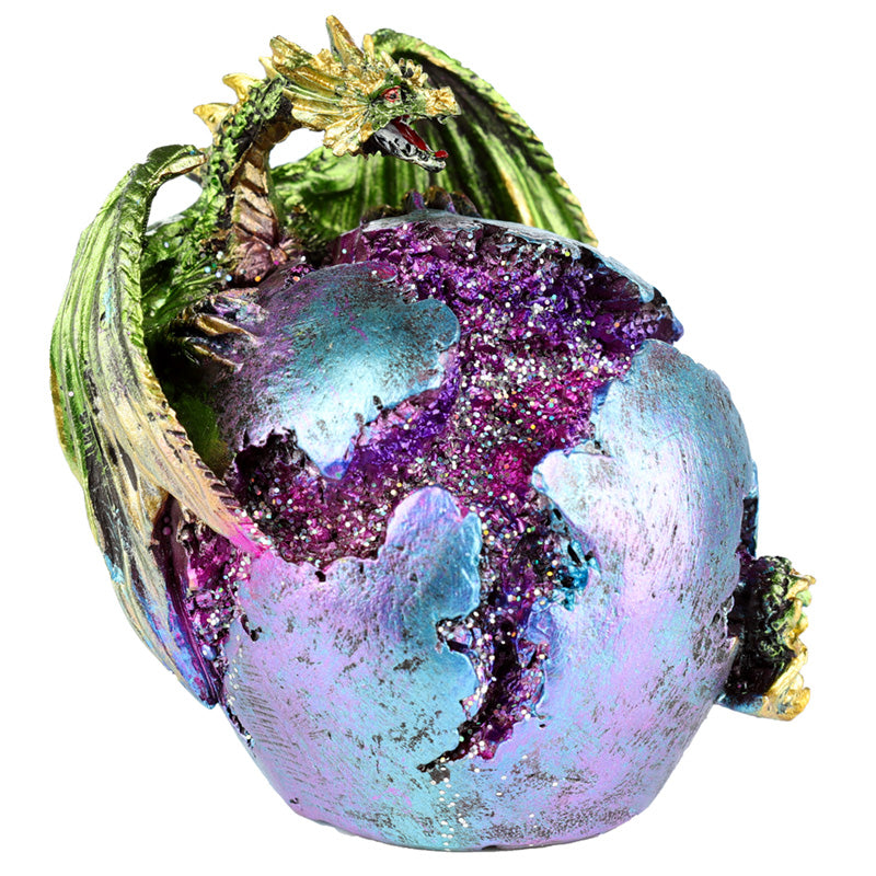 Geode Egg Dragon Figurine with soft LED glow