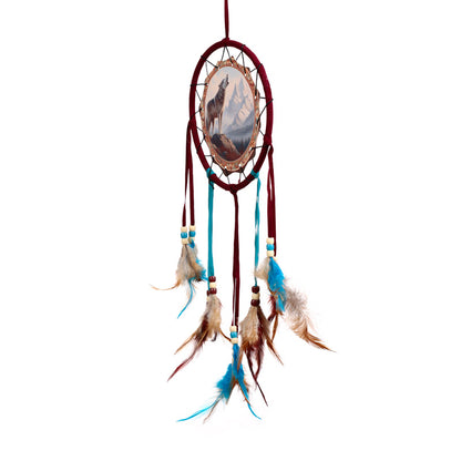 Small Mountain Wolf Dreamcatcher with natural elements