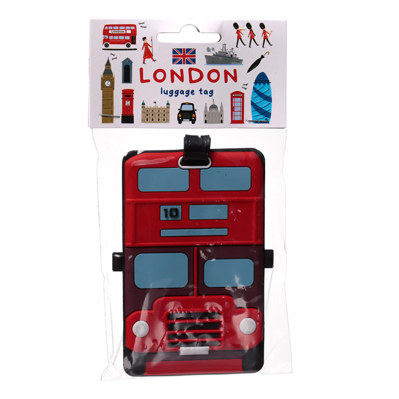 London Bus PVC Luggage Tag - Front View