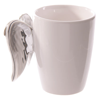 Collectible Silver Angel Wings Shaped Handle Mug