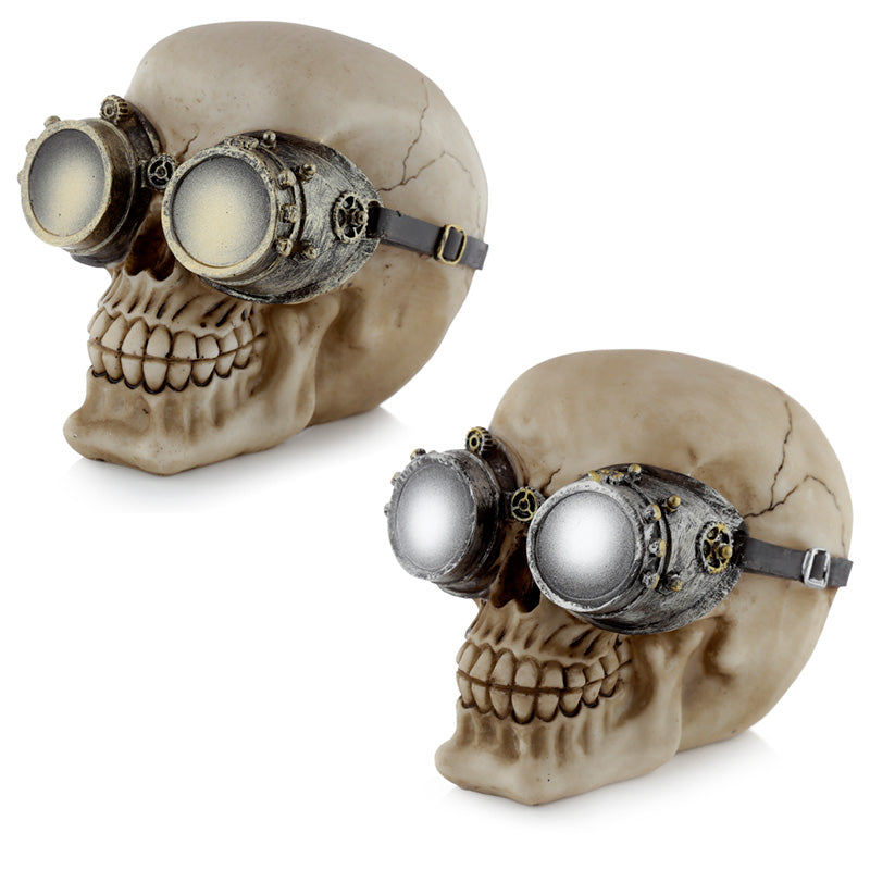 Fantasy Steampunk Skull Ornament with Goggles