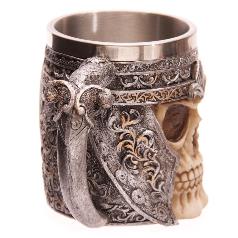 Decorative Skull Warrior Tankard on display