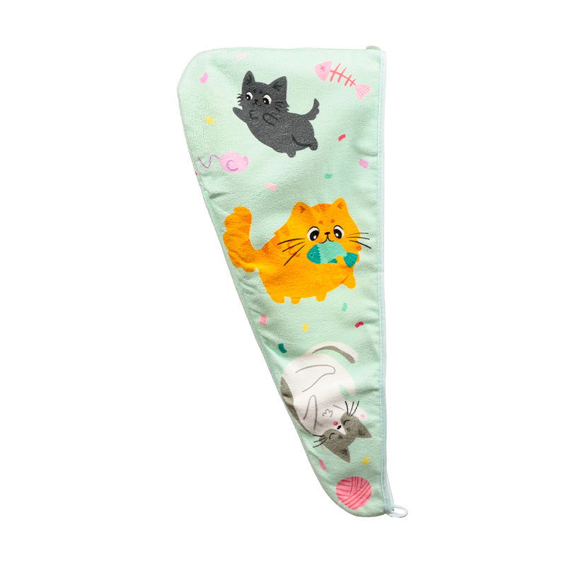 Beans & Co Cats Hair Wrap Towel in use
