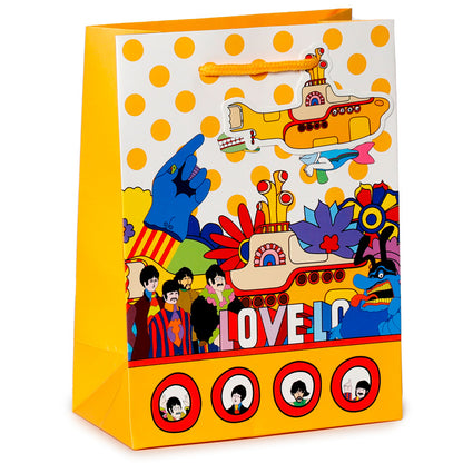 Medium gift bag featuring The Beatles Yellow Submarine LOVE design