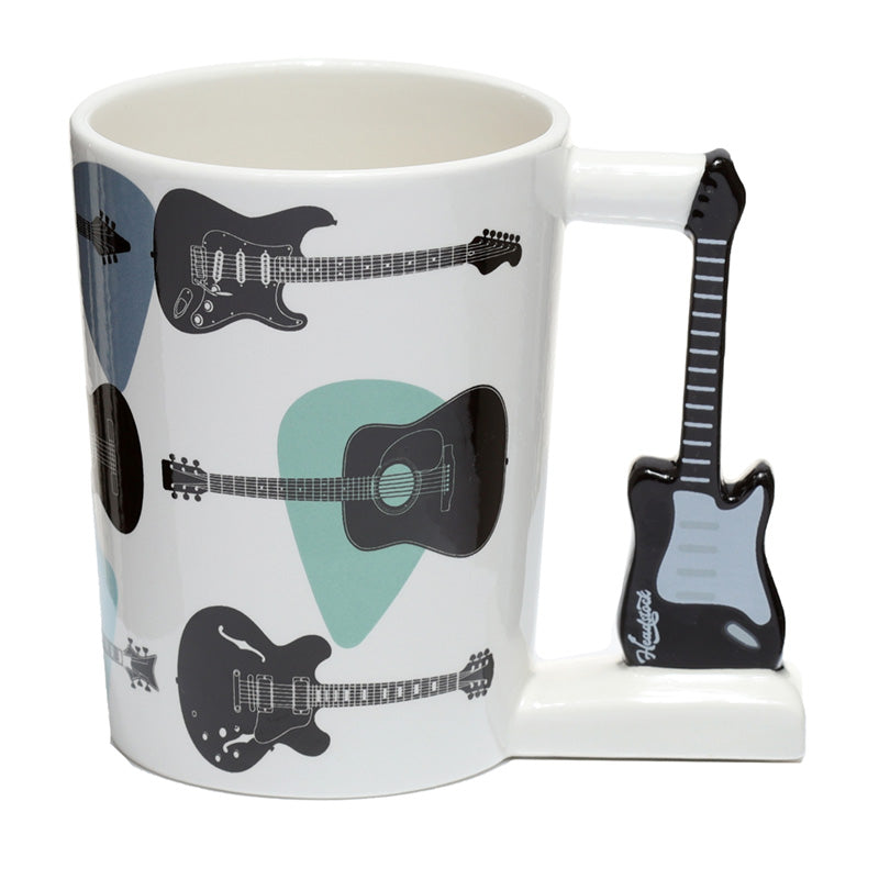 Headstock Guitar Shaped Handle Ceramic Mug - Front View
