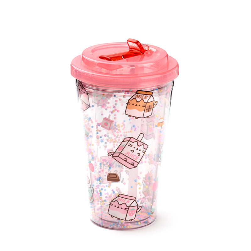 Pusheen Cup with Lid and Straw in a picnic setting