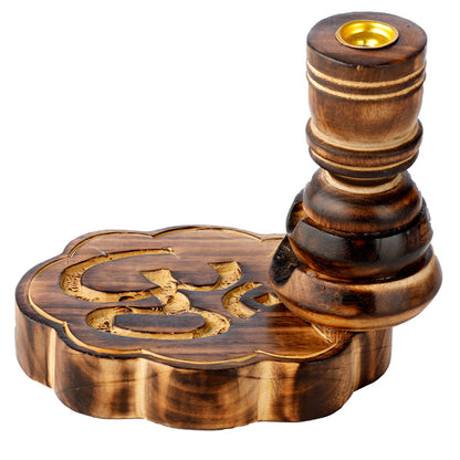 Om design backflow incense burner in natural wood