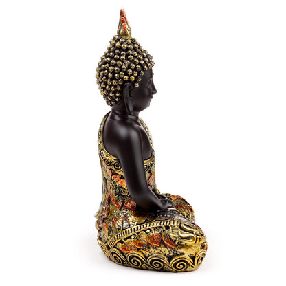 Collectible Black & Orange Gold Thai Buddha statue