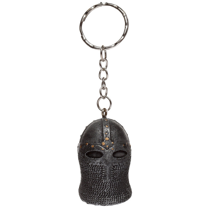 Medieval Knight Helmet Keyring - Close-Up